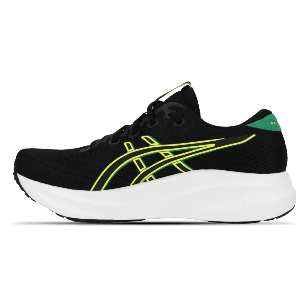 Tênis de corrida masculino Asics Gel-Excite 11 vista lateral esquerda com detalhes em amarelo